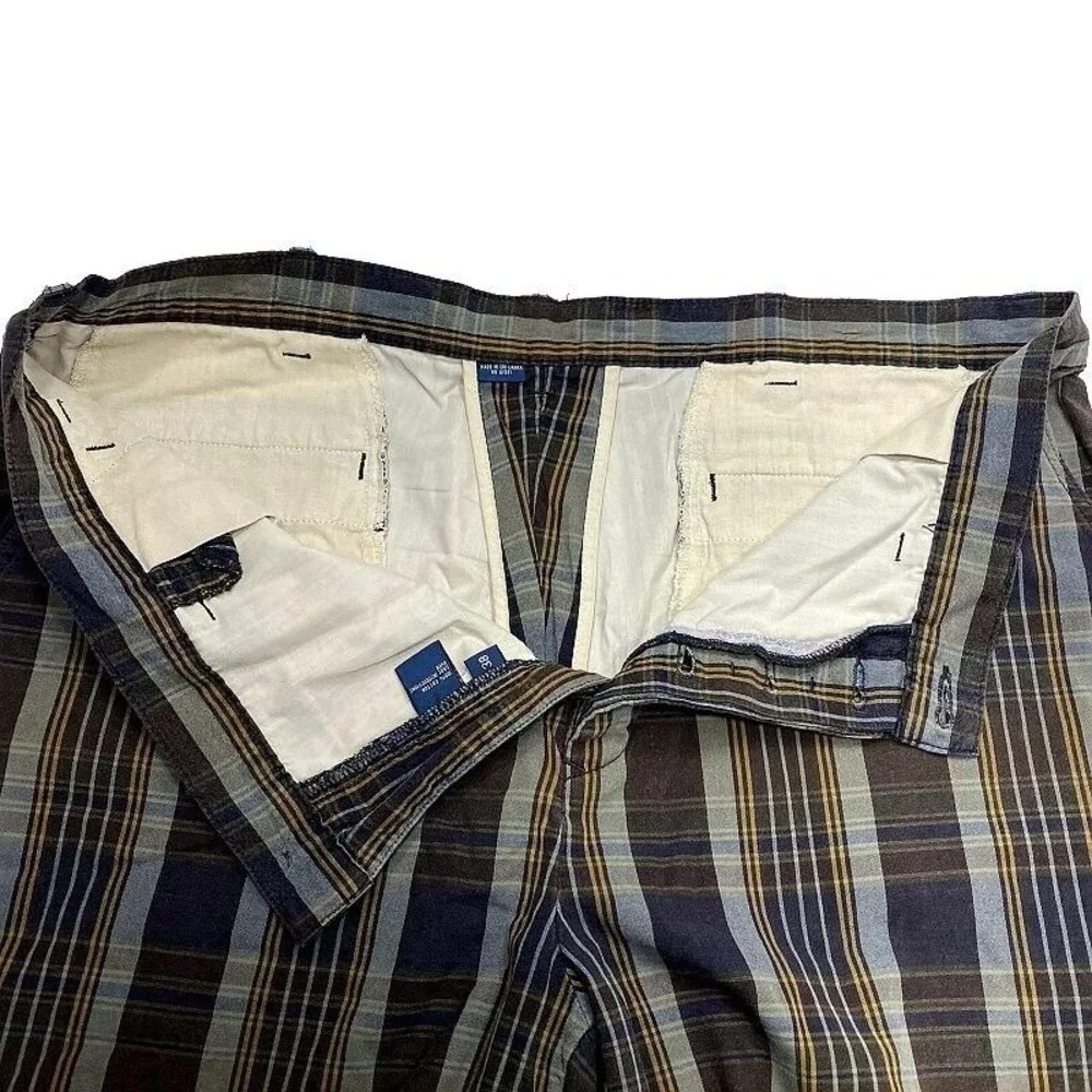 VTG POLO Ralph‎ Lauren Button Shorts 38 Plaid Brown Casual Mens
